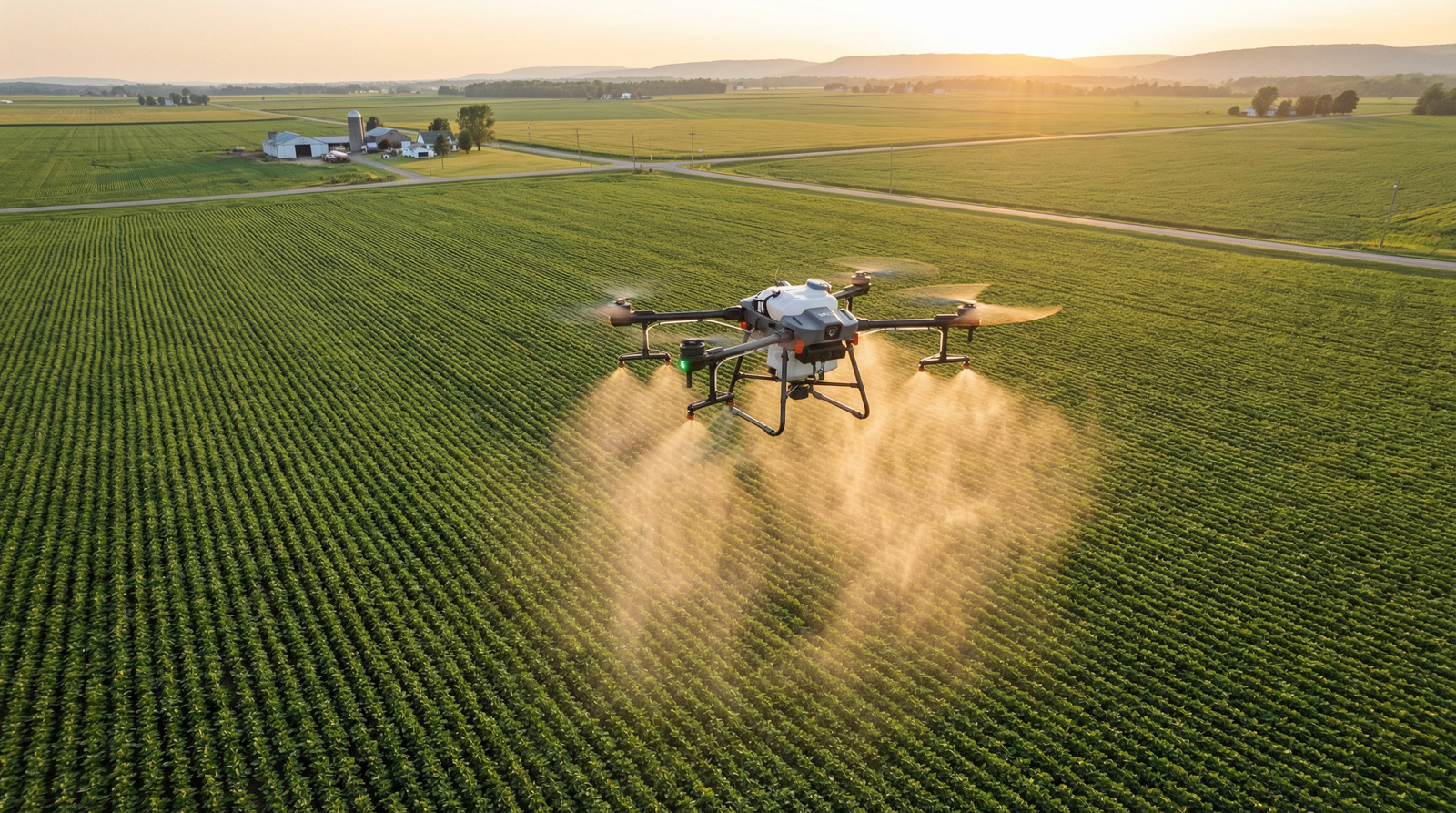 Drone Agrícola Pulverizando Lavoura